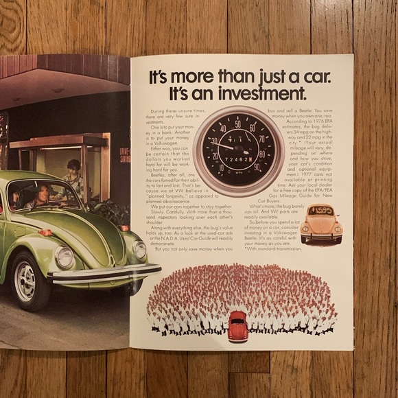 Original 1977 Volkswagen VW Beetle Sales Brochure Catalog Convertible Sedan - Picture 3 of 4